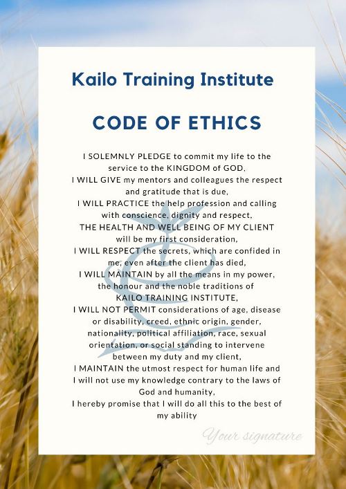 Kailo Training Institute Code of Ethics